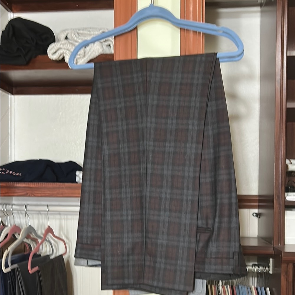Ralph Lauren Men's Plaid Dress Pants - Brown and Gray